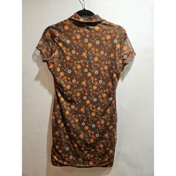 Birch & Stone Button Front Multicolor Floral Shirt Dress Bodycon Women's Large - Picture 2 of 5